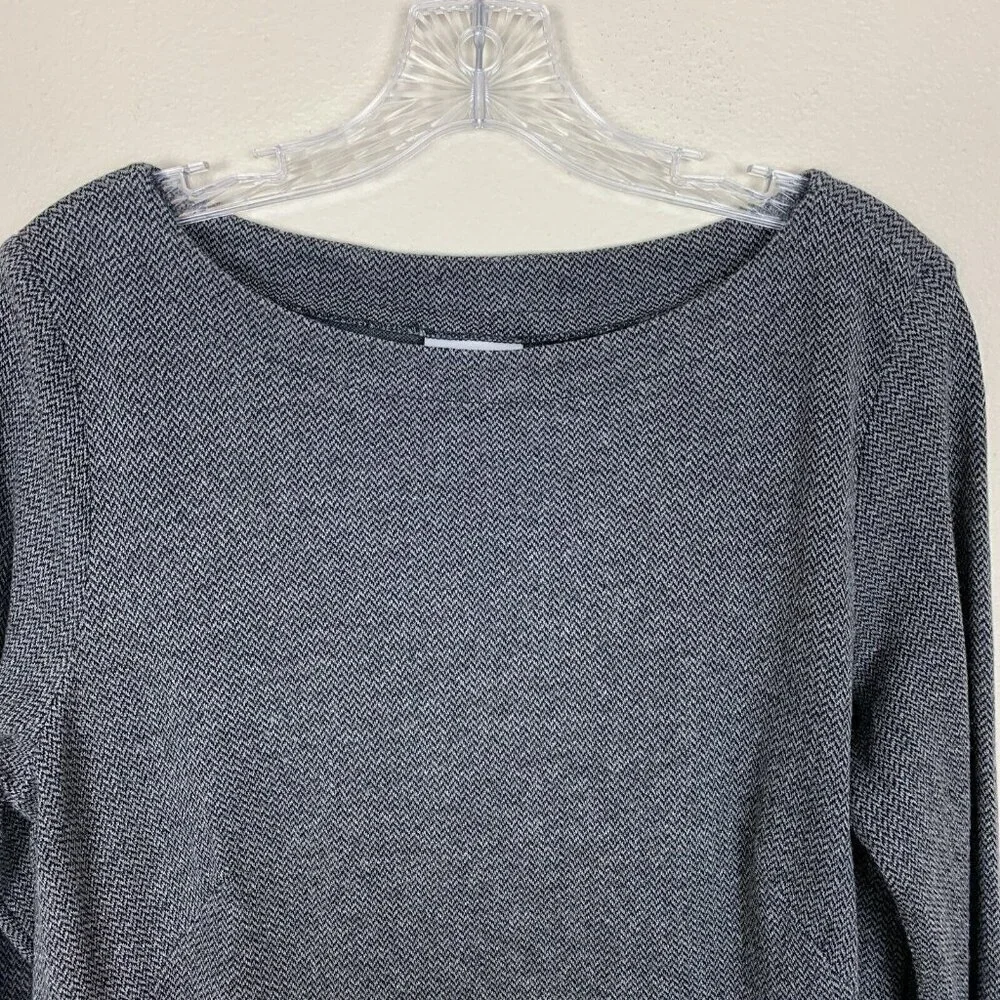 J. Jill Ponte Knit Tunic Top Womens Size M Gray Herringbone Boat Neck 3/4 Sleeve